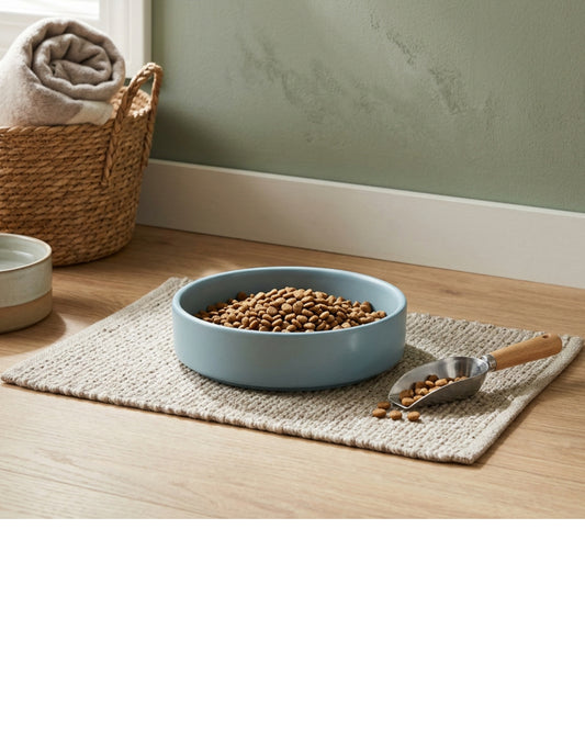 Blnkg Shallow Ceramic Cat Food Dish Mist 8 oz