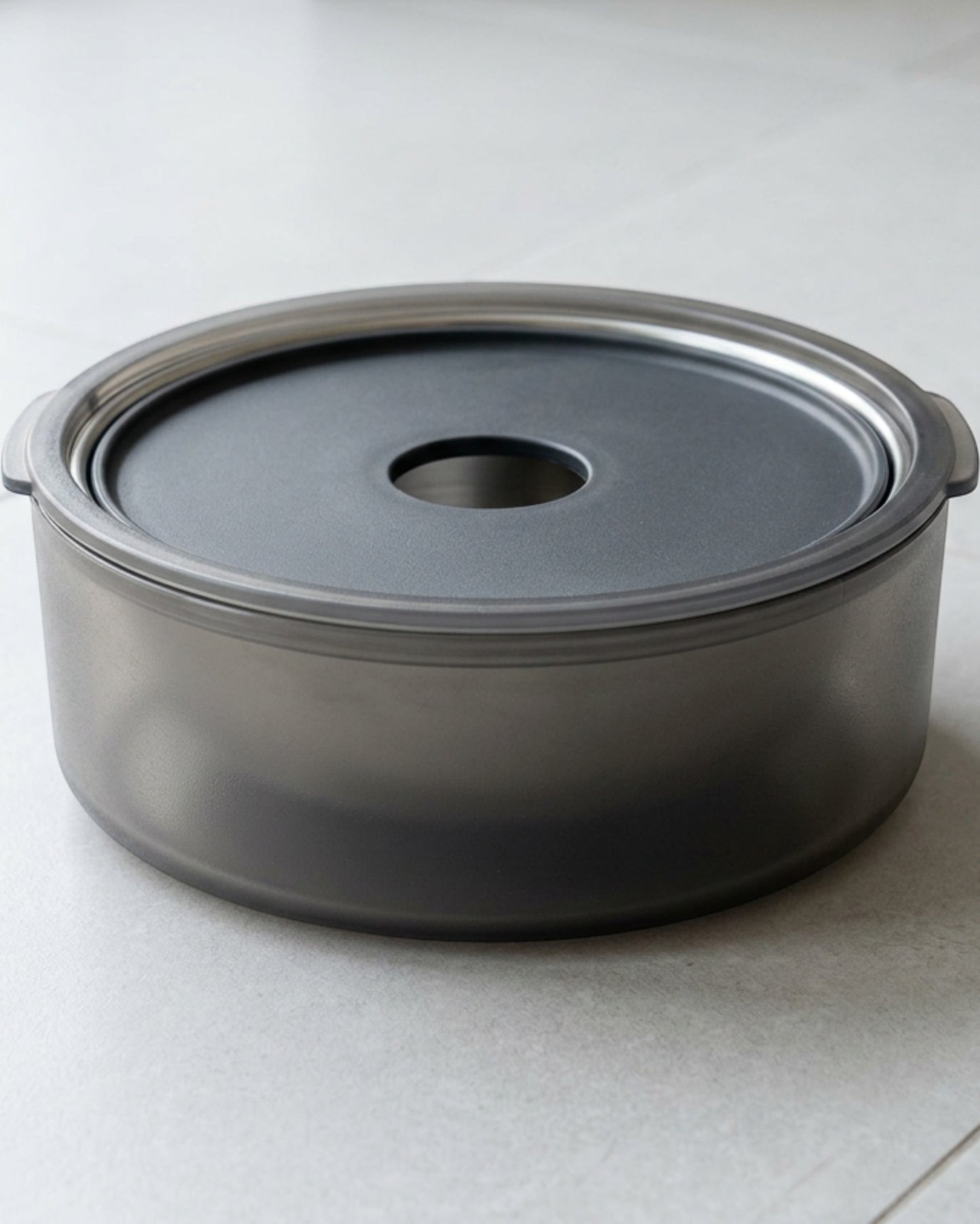 Blnkg Floating Disc Pet Water Bowl with Stainless Steel Insert 40 oz Smoke - Lifestyle view