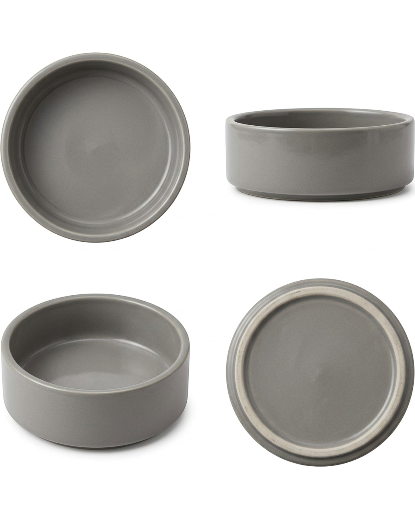 Blnkg Weighted Ceramic Dog Bowl Stone 24 oz